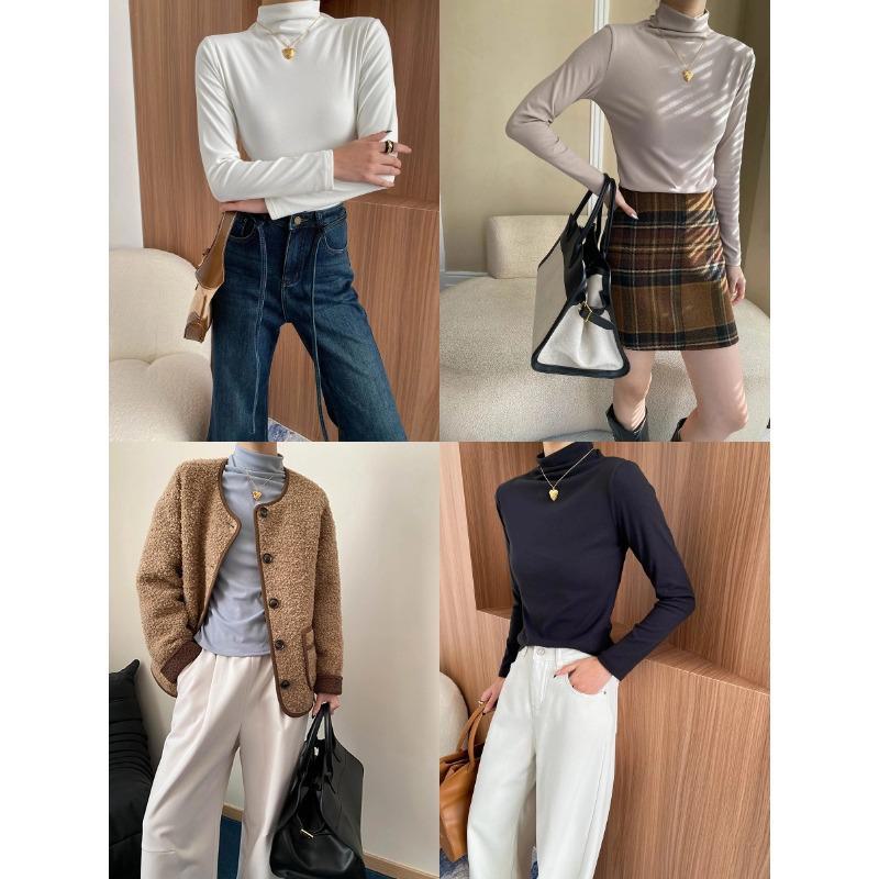 Sinan Soft Slim Fit Half-High Collar Versatile Top SN6903