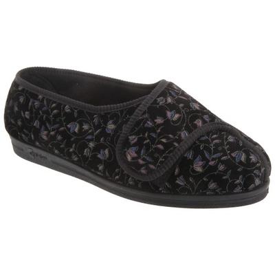 Womens/Ladies Helen Floral Superwide Slippers