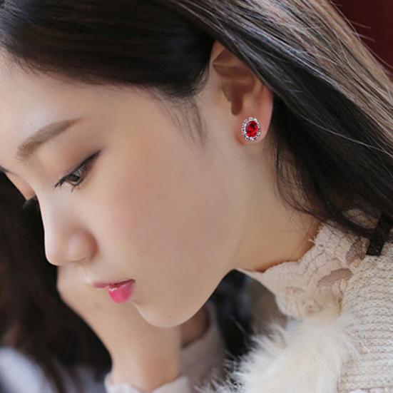 Fashion Women Lady Elegant Rhinestone Flower Ear Stud Earrings Gift Jewelry