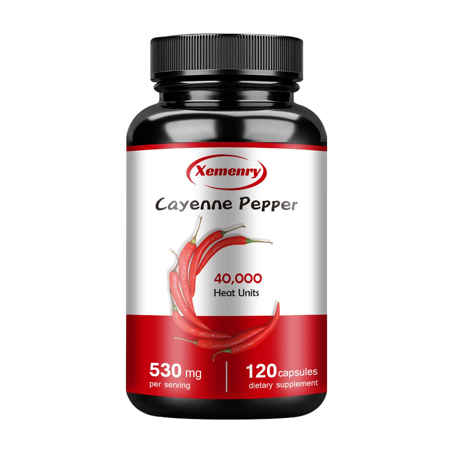 

XEMENRY Capsaicin Capsules, all-natural, 530 mg per serving, easily absorbed, suitable for adults. 120*1