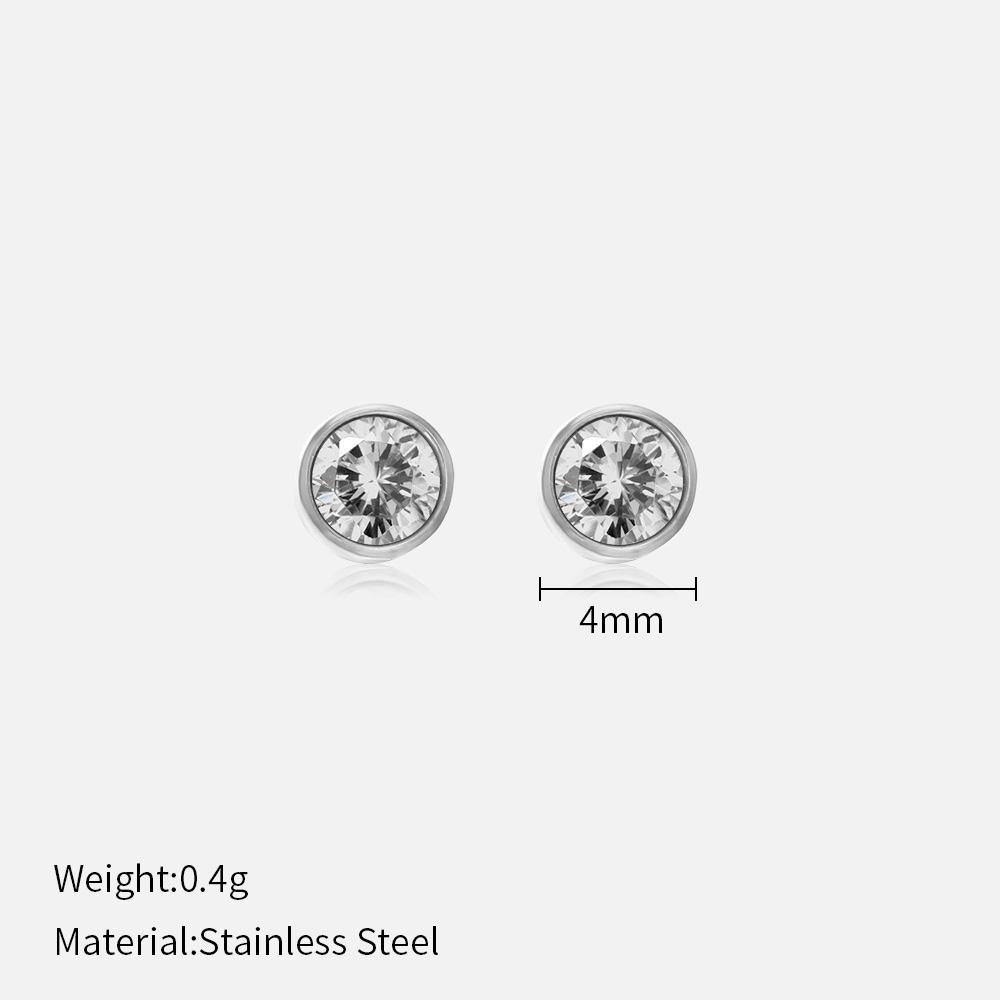 Simple Crystal Stud Earrings Fashion Women December Birthstone Colorful Diamond Earrings for Girls Gift
