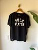 Polo Player by Polo Ralph Lauren Black Tee with White Lettering Large