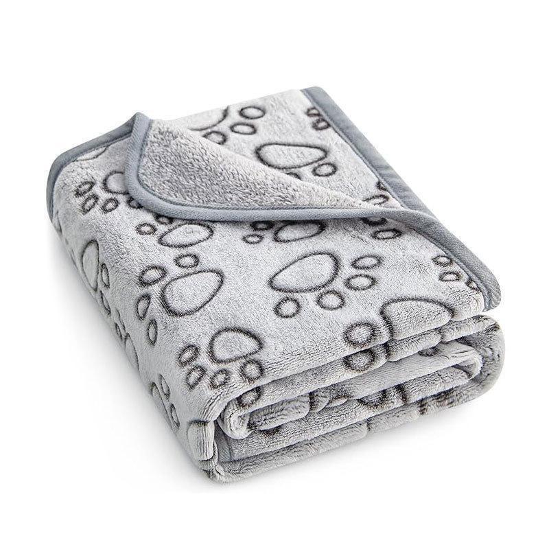 Warm Flannel Cut Paw Print Pet Blanket Soft Cozy Throw for Dogs Cats Couch Bed Essential