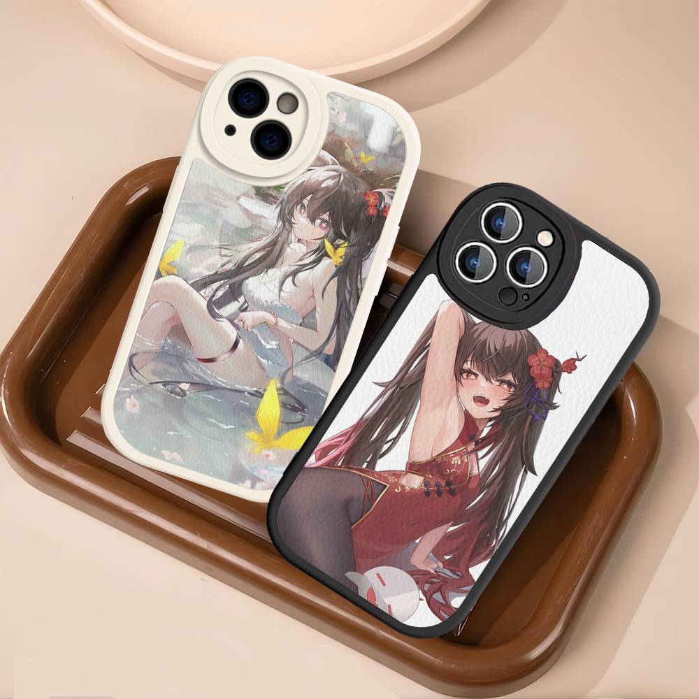Hu Tao Genshin Impact PU Leather Phone Case For iPhone 16 15 14 13 12 11 Pro Max Plus Back Fundas