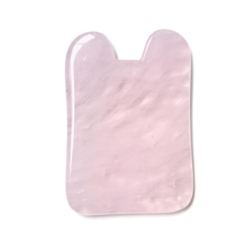 Set Gua Sha din Cuarț Roz în Formă de Inimă și Roller Facial din Cristal de Jad