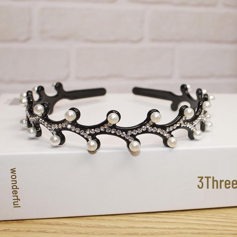 Hollow Willow Leaf Rhinestone Non-Slip Headband with Diamond Wave Design