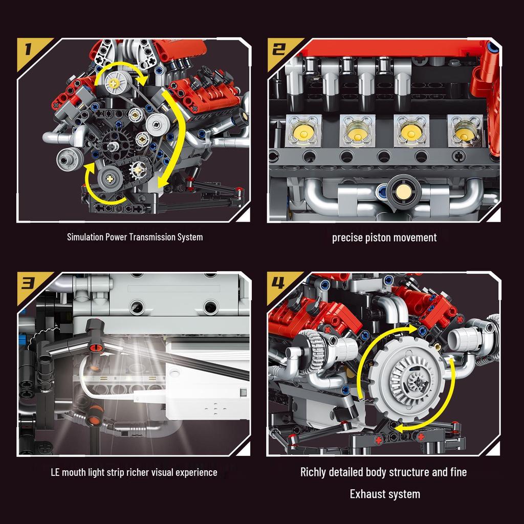 Ferrari V8 Engine Model Kit with App-Controlled Lights & Mechanisms