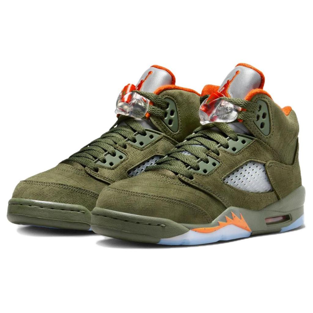 Air Jordan 5 Retro GS Olive 2024 Kids Sneakers Green Army-Olive Solar-Orange 440888-308