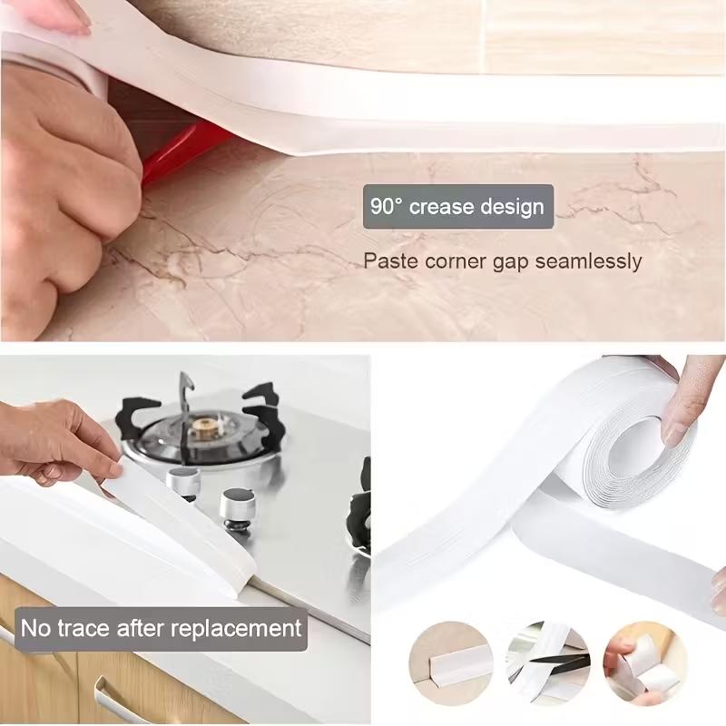 1 roll of waterproof and mold proof toilet sealing strip, kitchen bathroom self-adhesive sealing tape, bathroom waterproof tape