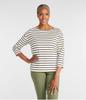 LL Bean Heritage Mariner Boat US Classic 1000178058 Women's Top, Neck, 3/4 Sleeves, Striped, Fit, Petite, XS, Navy/Sailcloth Blue,