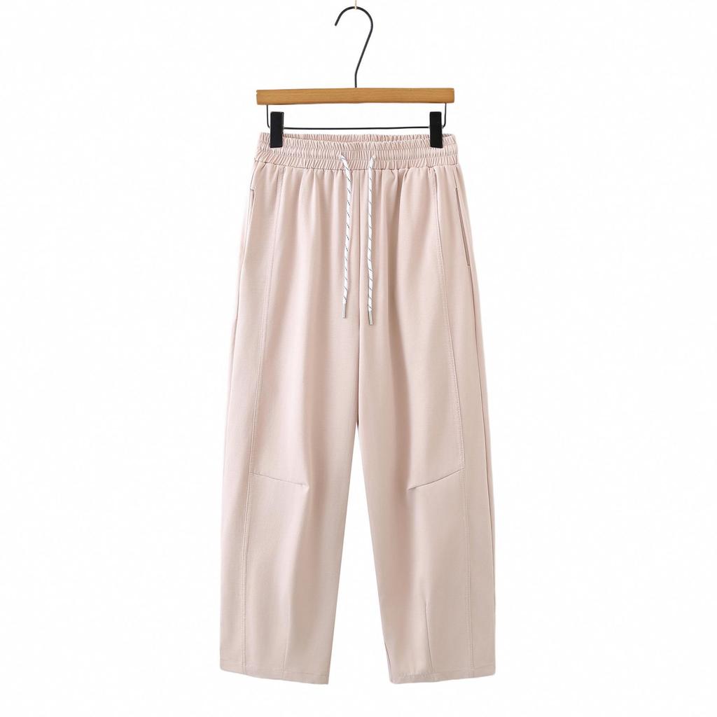 2026 Spring/Summer Plus Size High Waist Cropped Pants - Slimming Elastic Waist Women's Casual Pants