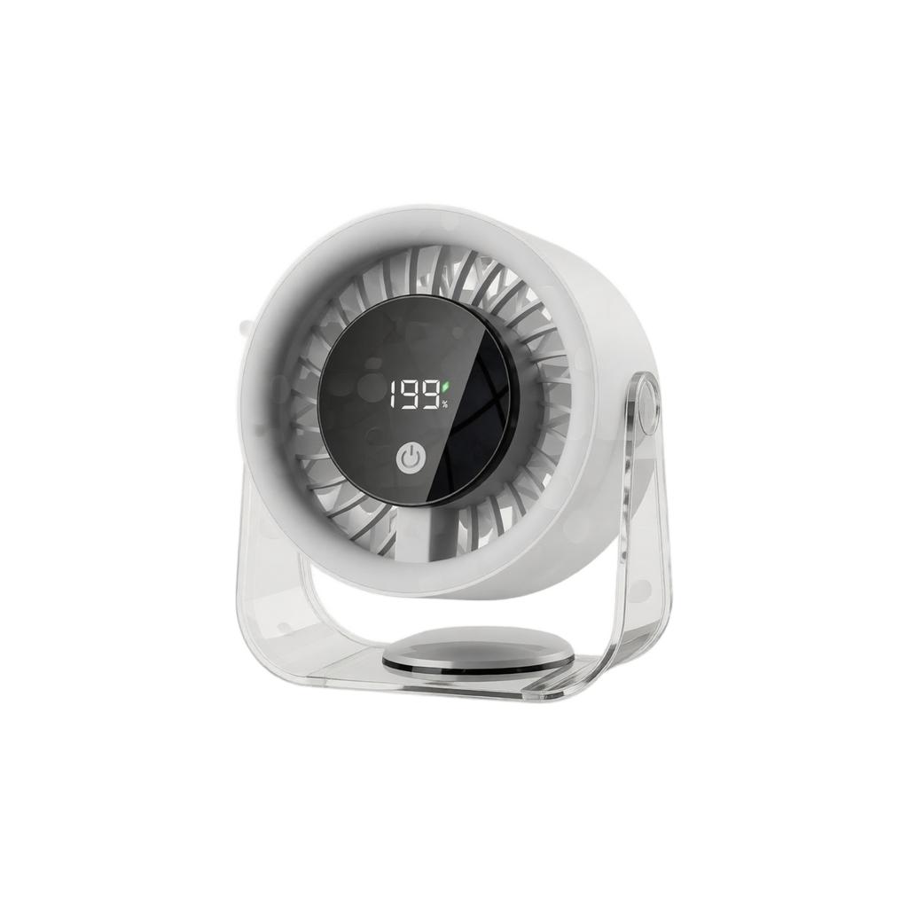 USB Rechargeable Desktop Fan with Digital Display - Small Desk Fan for Home Bedroom, 3 Speeds, Timer