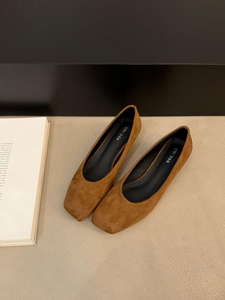 Cii design neutral colour modern square head, shallow mouth one pedal shoes