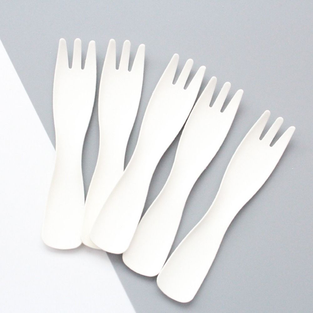100Pcs Individual Packing Disposable Spoon Fork Eco-Friendly Dessert Cake Scoop Household