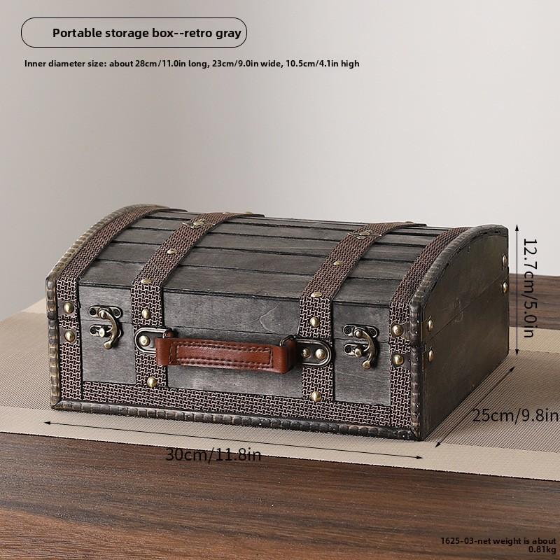Vintage Wooden Portable Storage Box With Lid For Jewelry Collectibles And Personal Items