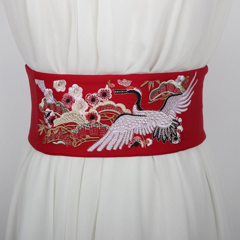 Cinturón Ancho Bordado Flor Cinturón de Cintura para Mujer Retro Hanfu Fajines Damas