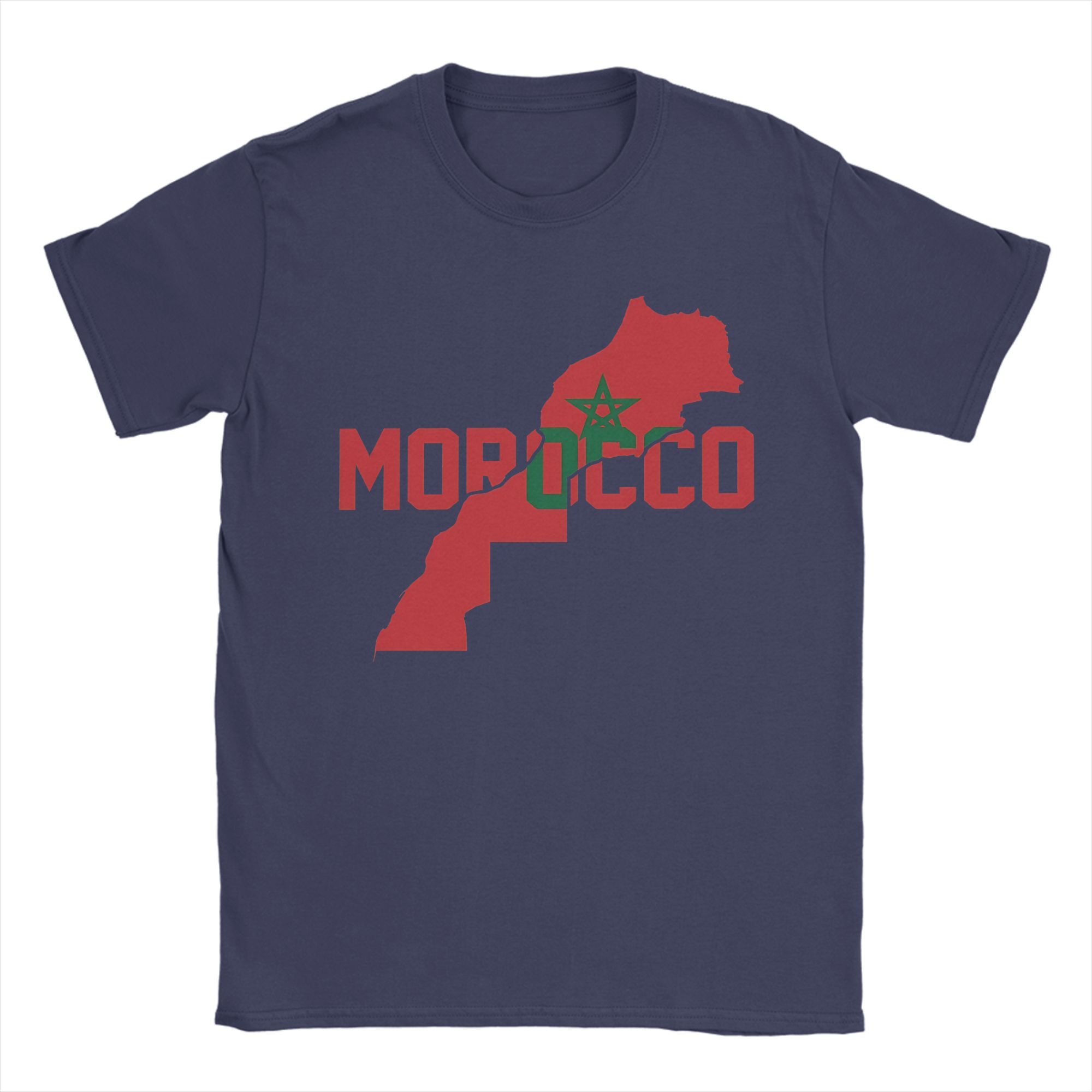 

Morocco Map TShirt Men Vintage Pure Cotton Tees Crew Neck Short Sleeve T Shirts Summer Clothes 4XL
