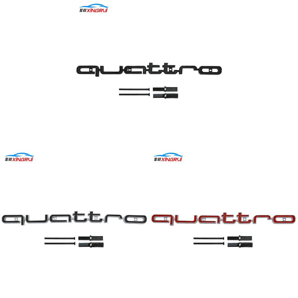 Emblema RS Style Quattro per Cofano Lungo, Distintivo Cromato per Griglia Anteriore, Accessorio Esterno per Auto