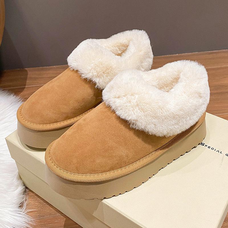 

Platform cotton shoes winter 2025 new fur integrated wool shoes piled thickened warm Northeast snow boots women 40 верблюд