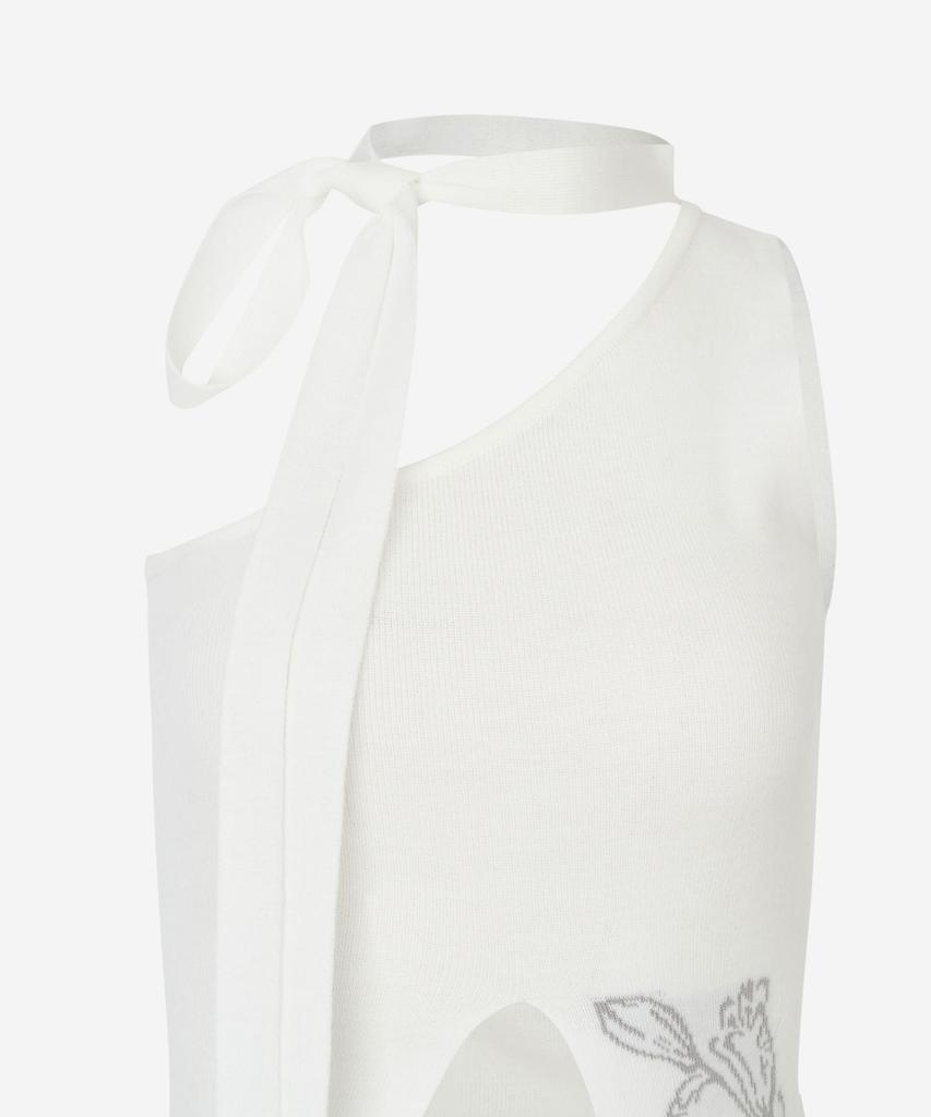 NEWALRIN Ruby Flower One Shoulder Sleeveless Knit White