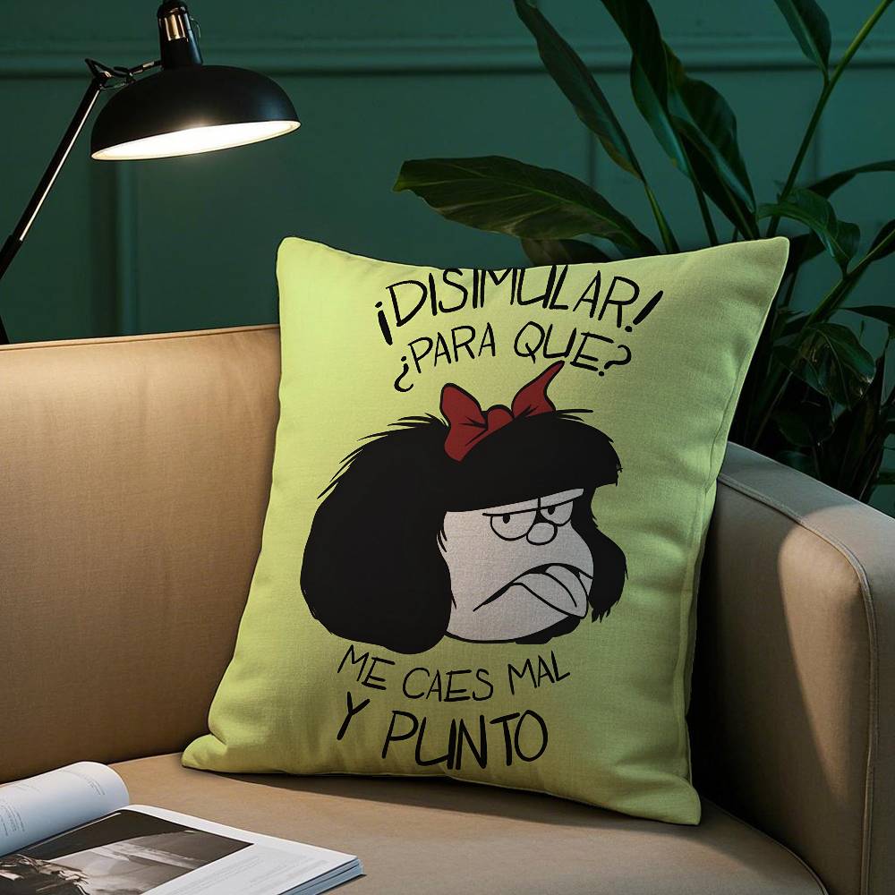 Cartoon M-Mafaldas Pillow Case Short Plush Print Cushion Cover Square Throw Pillow Covers Sofa Home Decor