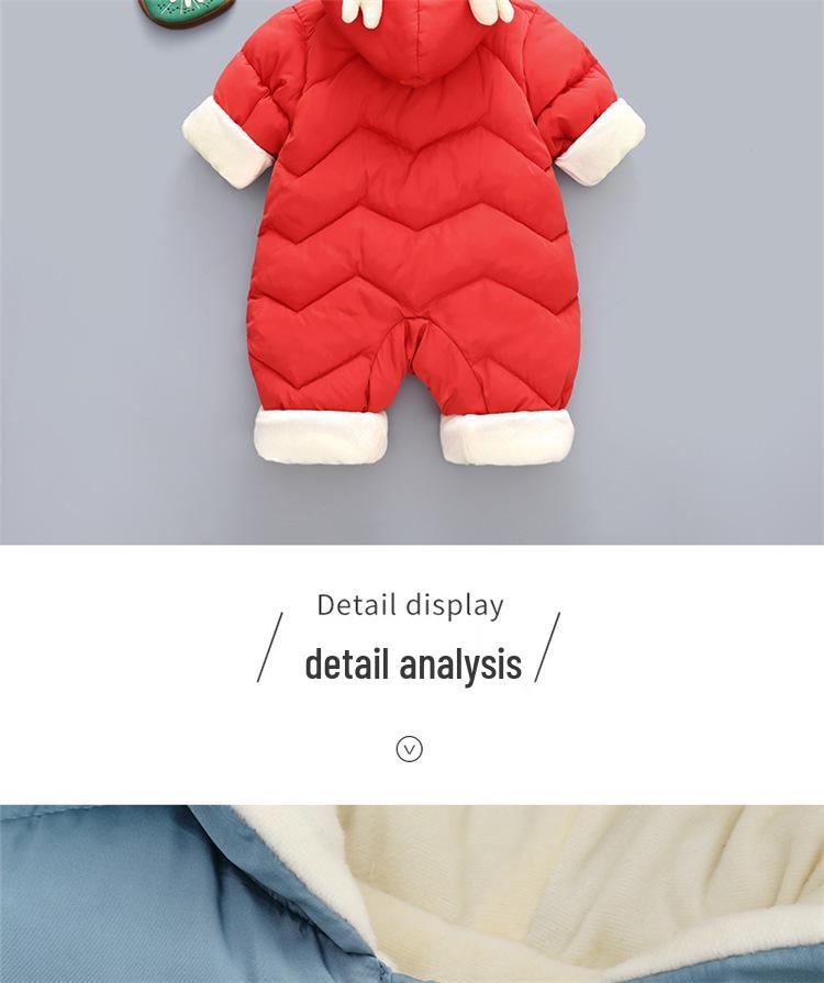 Newborn Baby Fleece-Lined Autumn/Winter Romper - Thick Cotton Crawling Suit