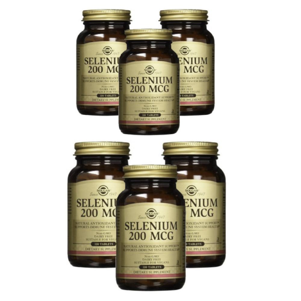 Solgar Selenium 200mcg 100 Tablets (200mg) 100 tablets - 6 pcs Set