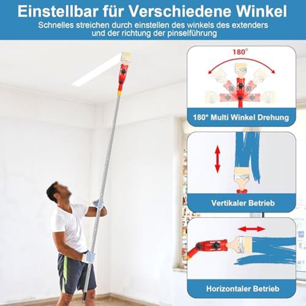 Paint Brush Extension Rod with Adjustable Length Multi Angle Bracket Compatible with Various Brushes and Rollers