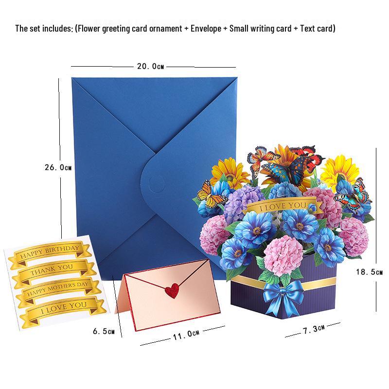 Biglietto d'auguri 3D Pop-up per la Festa della Mamma con Fiori e Busta