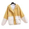 Women's Loose Fit Hooded Baseball Jacket - Korean Style, Spring/Autumn, Versatile, Plus Size, Trendy, Student-Lazy Style