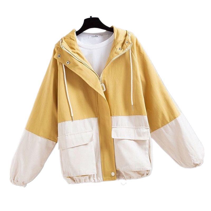 Women's Loose Fit Hooded Baseball Jacket - Korean Style, Spring/Autumn, Versatile, Plus Size, Trendy, Student-Lazy Style