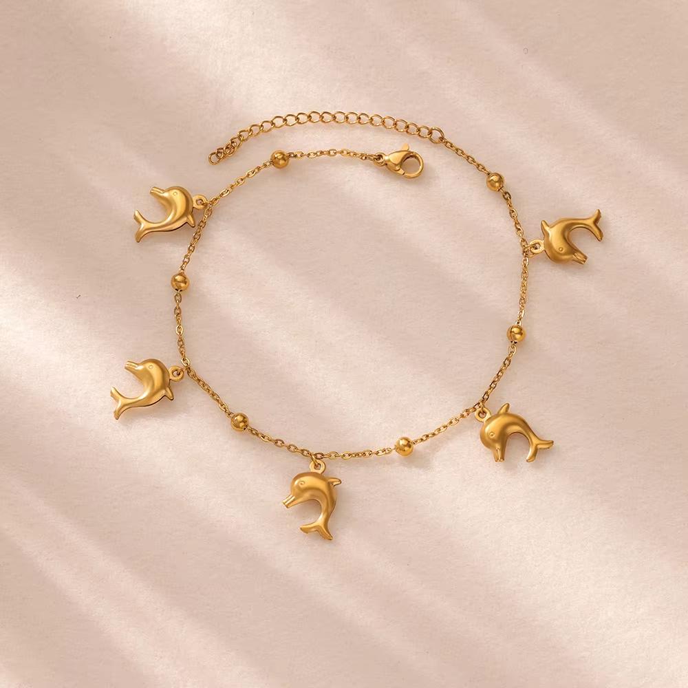 Beads Anklets for Women Gold Color Stainless Steel Chain Ankle Bracelet Trendy Summer Beach Jewelry Accessories Gifts