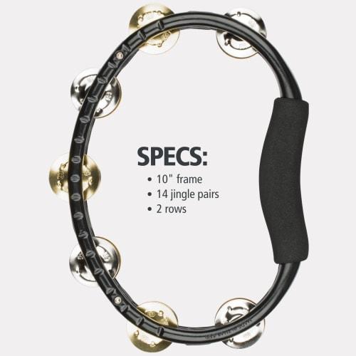 MEINL Percussion Tambourine Recording-Combo ABS Tambourine Dual-Alloy Jingles TMT1M-BK