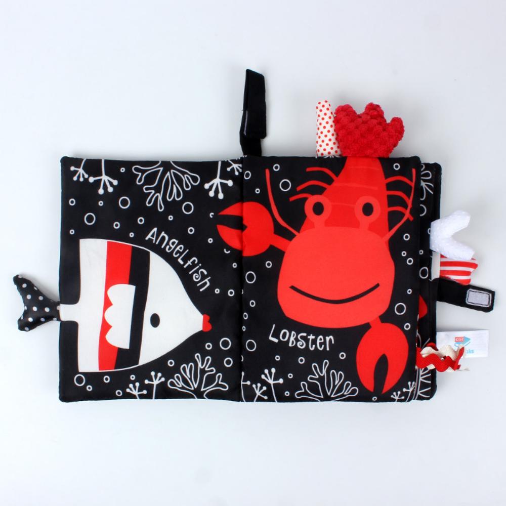 0-36M Baby Early Learning Toy Tail Cloth Book Parent-child Interactive Sound Paper Puzzle Cloth Book Rattle