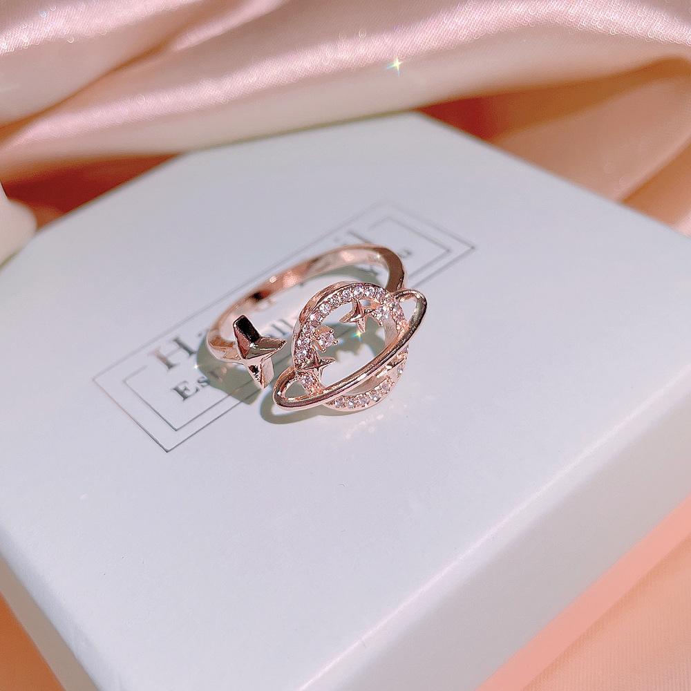 Star Moon Earrings Globe European and American Women's Fashionable Temperament Exaggerated Personality Zircon Three Piece Jewelry