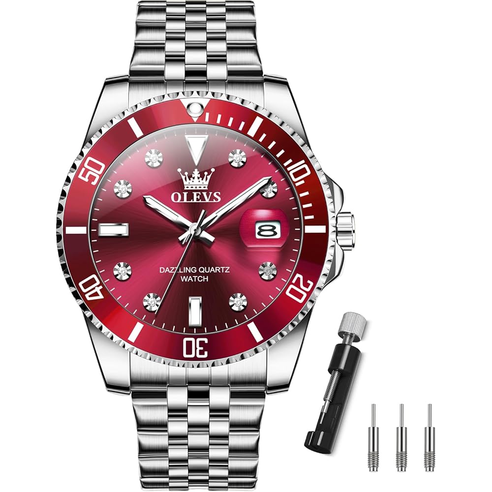 Olevs Men s Analog Quartz Watch Silver Waterproof Stainless Steel Large Dial Fashion Timepiece