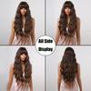 Long Curly Wigs Brown Loose Wavy Synthetic Wig With Bangs Chocolate Brown for Women Afro Wig Daily Party Use Heat Resistant Wigs