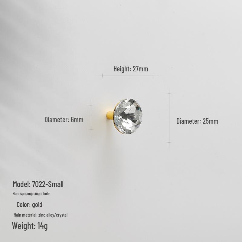 

Bright Chrome Luxury Crystal Drawer Pull - European Style Transparent Glass Diamond Cabinet Handle