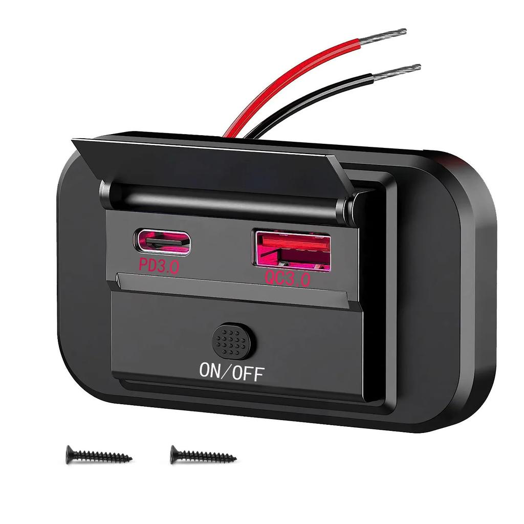 USB-Auto-Schnellladegerät-Steckdosenleiste mit QC3.0 PD3.0 Wandmontage USB Type-C Ladeanschlüsse mit Ein/Aus-Schalter Geeignet für amagi