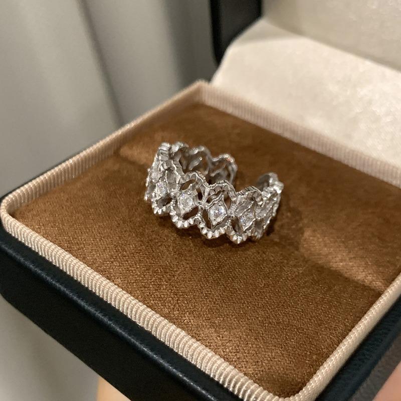 925 Sterling Silver Retro Plain Silver Ring for Women Does Not Fade, Light Luxury, High-end Sense, Versatile Opening Fashion Personality Ring