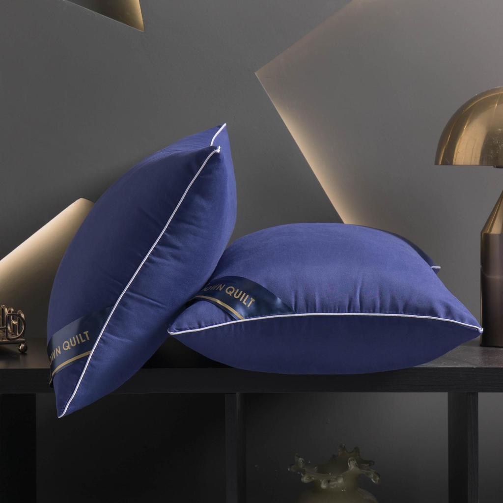 Hilton Hotel 48x74cm Pillow Pair with Pillowcases - High & Low Pillow Core, Non-Collapsing