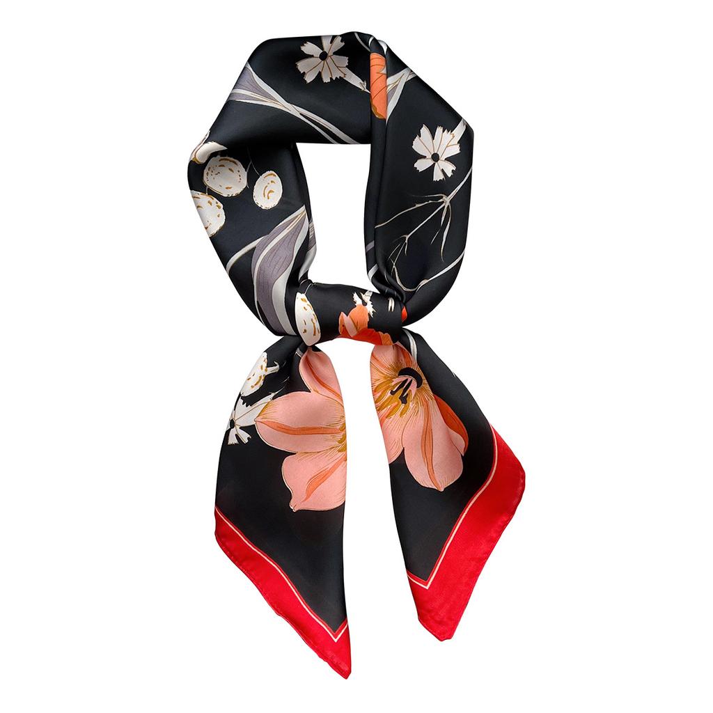 Summer Plant Flower Small Square Scarf Silk Scarf Women'S Headscarf With Shirt Professional Decoration Neck Protection Thin Scarf