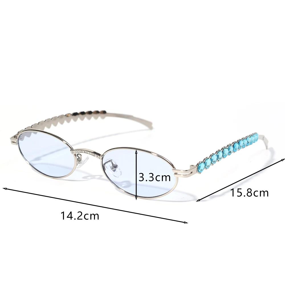 Damen Strass Sonnenbrille Stilvolle Ovale Sonnenbrille Vintage Runde Schwarze Gläser Luxus Bling Diamant Brillen