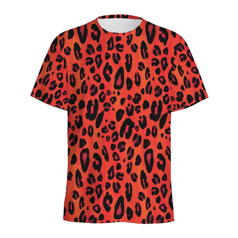 Multi Color 3D Printed Zebra Leopard Print T-shirt for Men, Summer Round Neck Short Sleeved T-shirt, Street Loose T-shirt