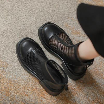 Hohle Martin-Stiefel Damen neue Sommer 2025 dünne Innenhöhe erhöhende Mesh-Stiefel hochhackige Damen-Kurzstiefel