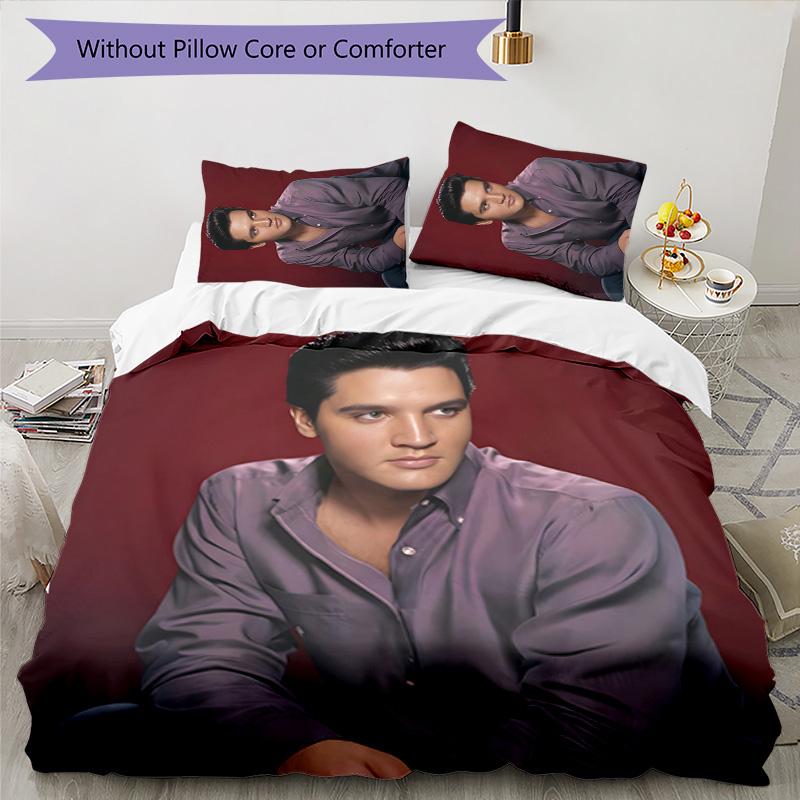 Elvis 3pcs Bedding Set Duvet Cover Closure Includes 1 Duvet Cover & 2 Pillowcases for All Seasons Bedroom Home Dorm Decor