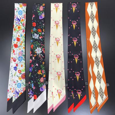 2026 New Design Small Flower Brand Silk Scarf Luxury Scarf Women Foulard Skinny Bag Scarves Neckerchief Fashion Hair Headband