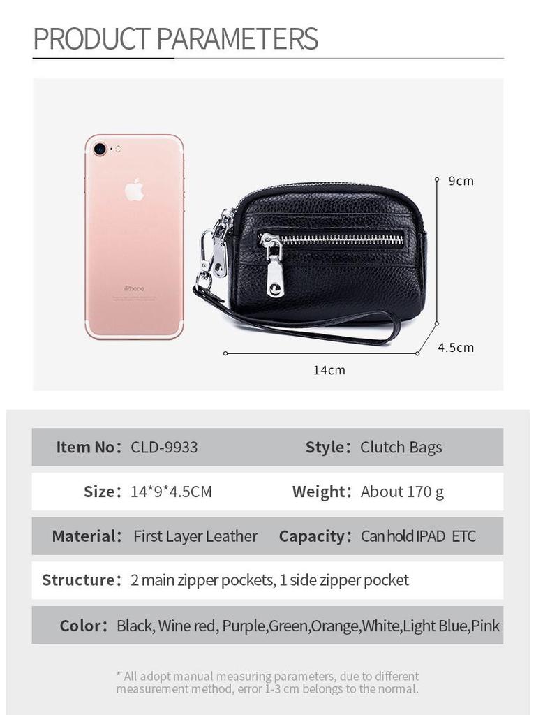 Women's Double Zipper Leather Clutch: Large Capacity Multifunctional Coin Purse & Small Handbag