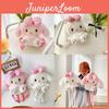 Plush My Melody Backpack For Daily Use With Zipper Closure And Mobile Pocket