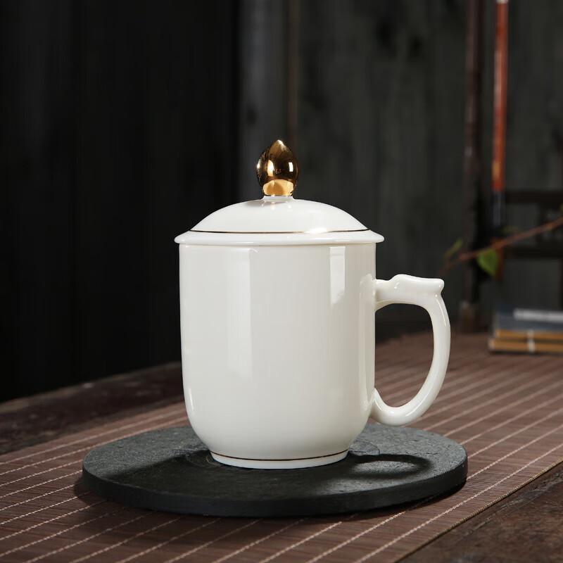 Elegant White Porcelain Office Tea Mug with Lid